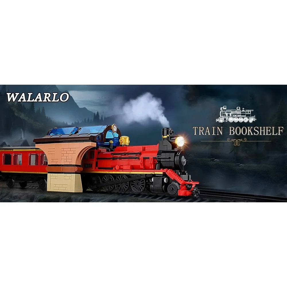 WALARLO 2 in 1 Harry Train & Bookshelf Building Set, Ideal Collectible 1068pc